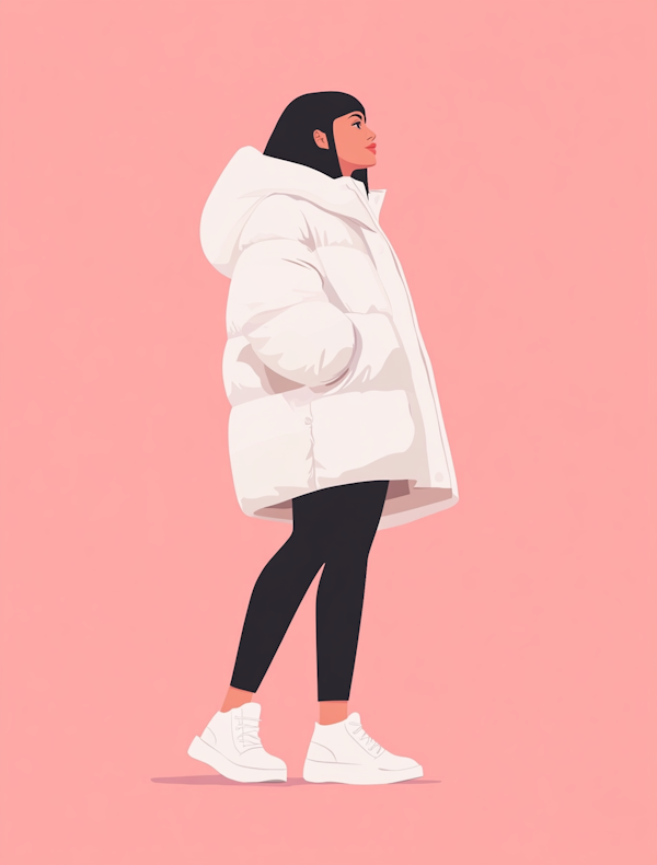 Solitary Female Figure in Minimalistic Illustration