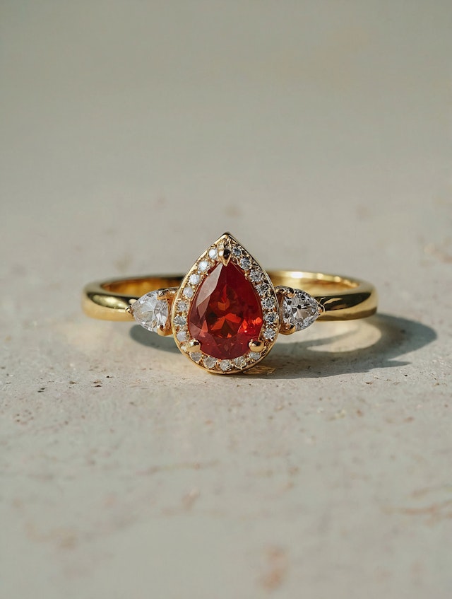 Elegant Gold Ring with Red Gemstone