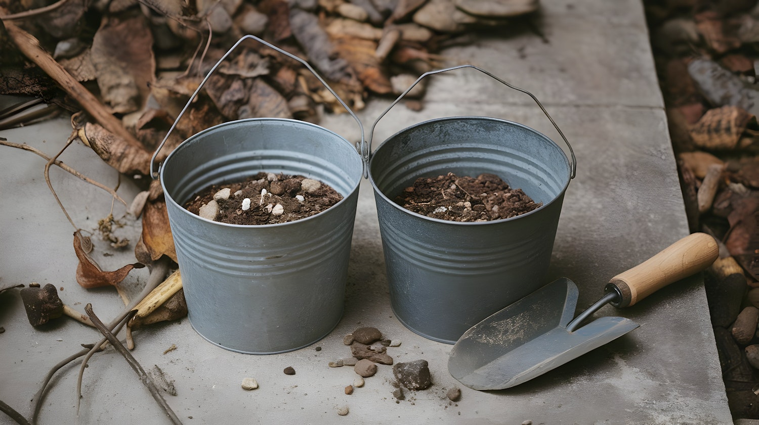 Gardening Scene with Buckets