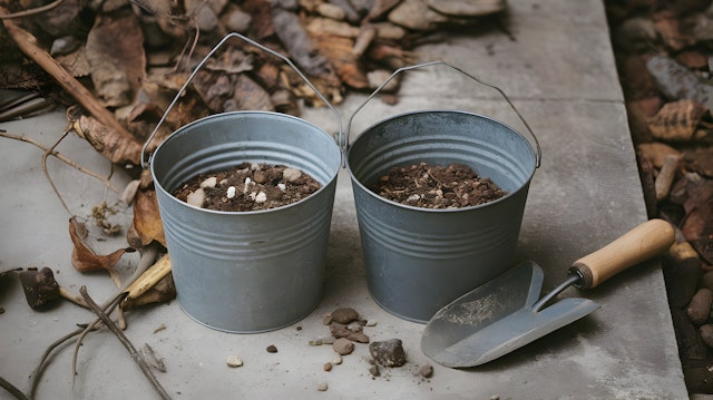 Gardening Scene with Buckets