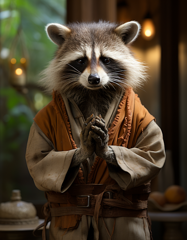 Contemplative Monk Raccoon