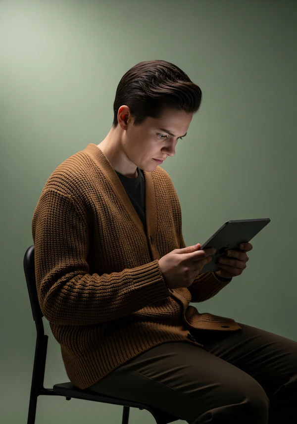 Focused Tablet User