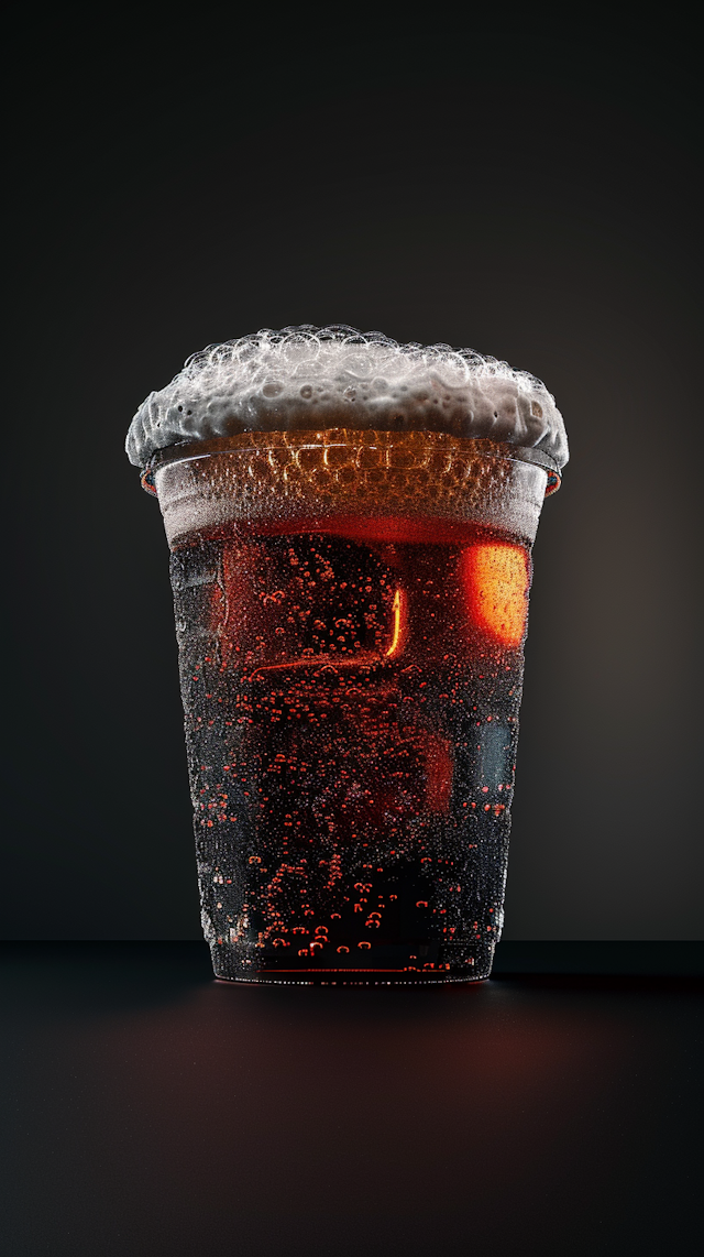 Backlit Glass of Fizzy Beverage