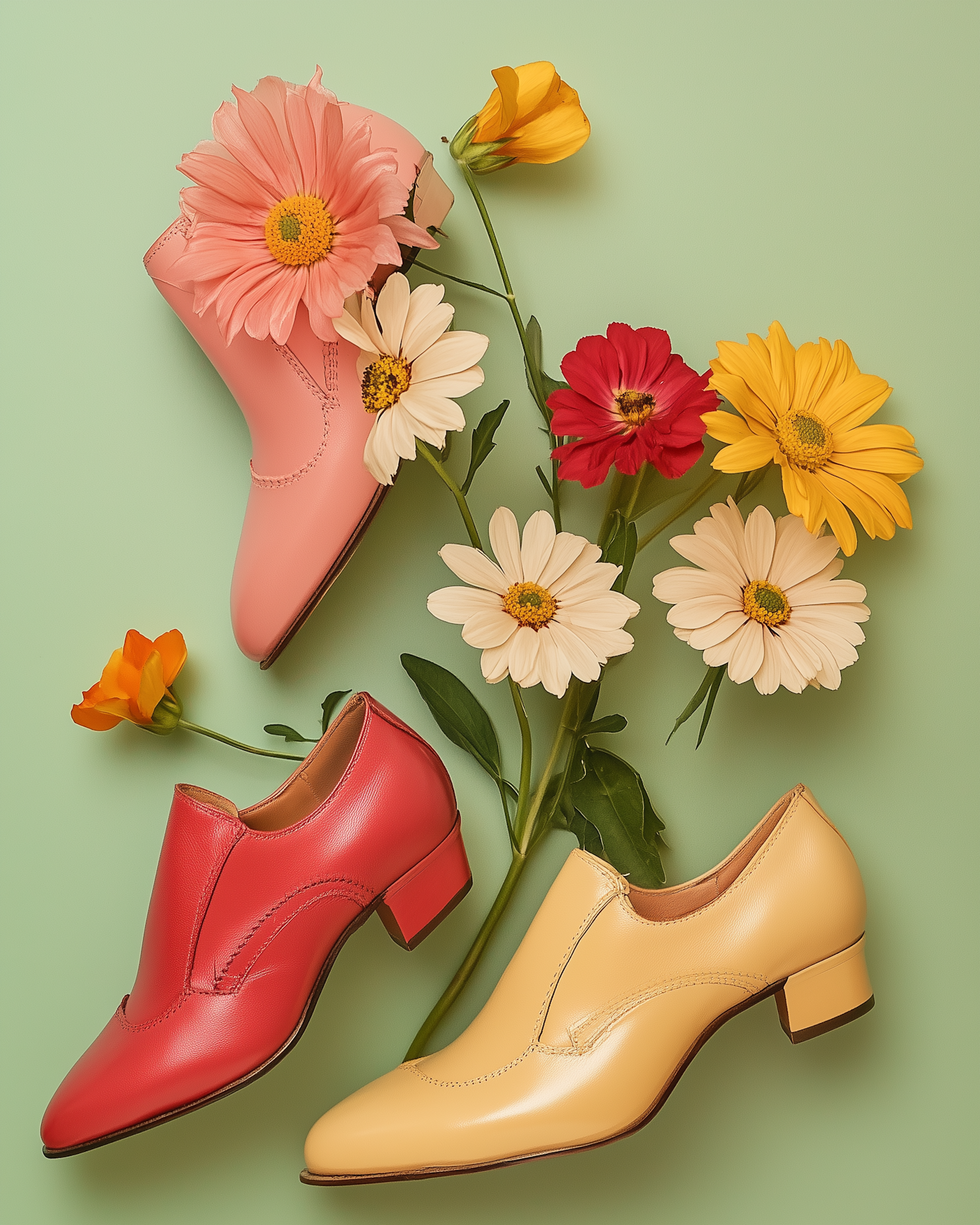 Pastel Shoes and Flowers