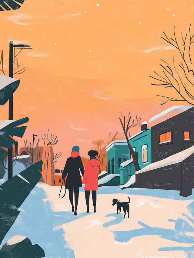 Serene Winter Walk Illustration