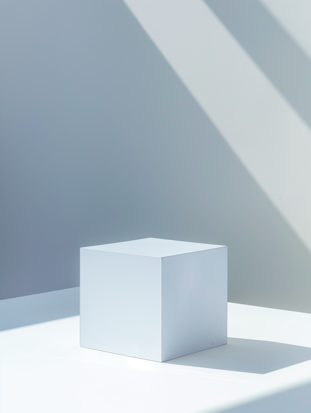 Minimalist White Cube with Shadows