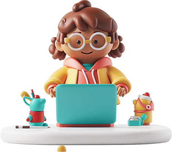 Animated Girl with Toy Creatures