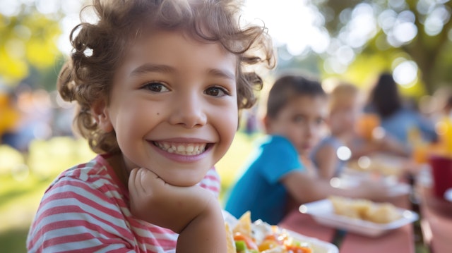 Joyful Girl at a Park Gathering