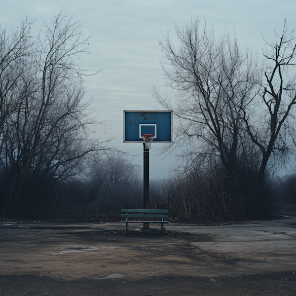 Twilight Solitude on the Abandoned Court