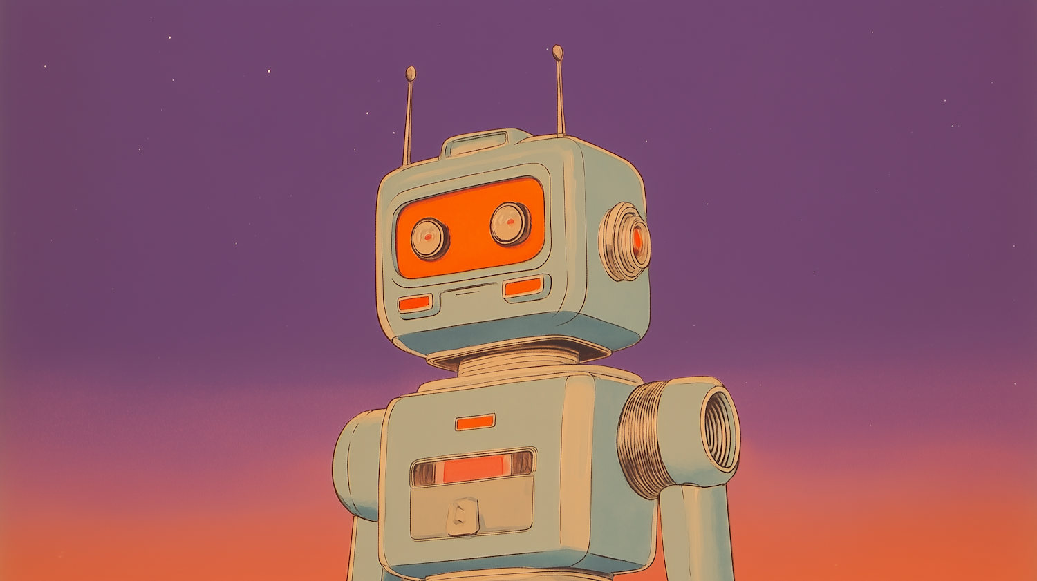 Retro Robot on Gradient Background