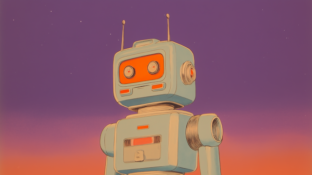 Retro Robot on Gradient Background