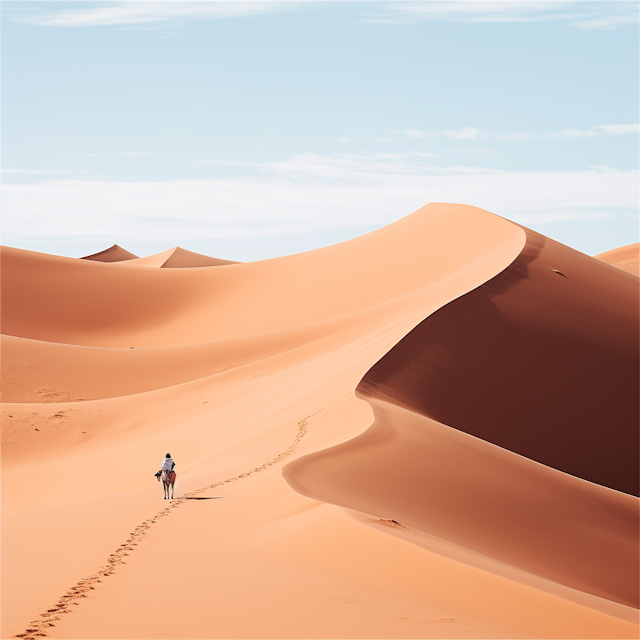 Lone Traveler Amidst the Desert Dunes