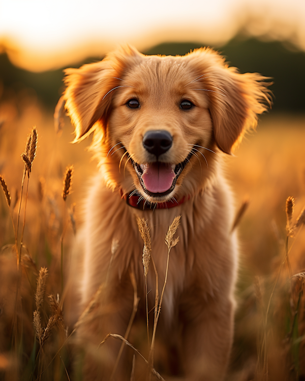 Sun-Kissed Golden Retriever in Blissful Field