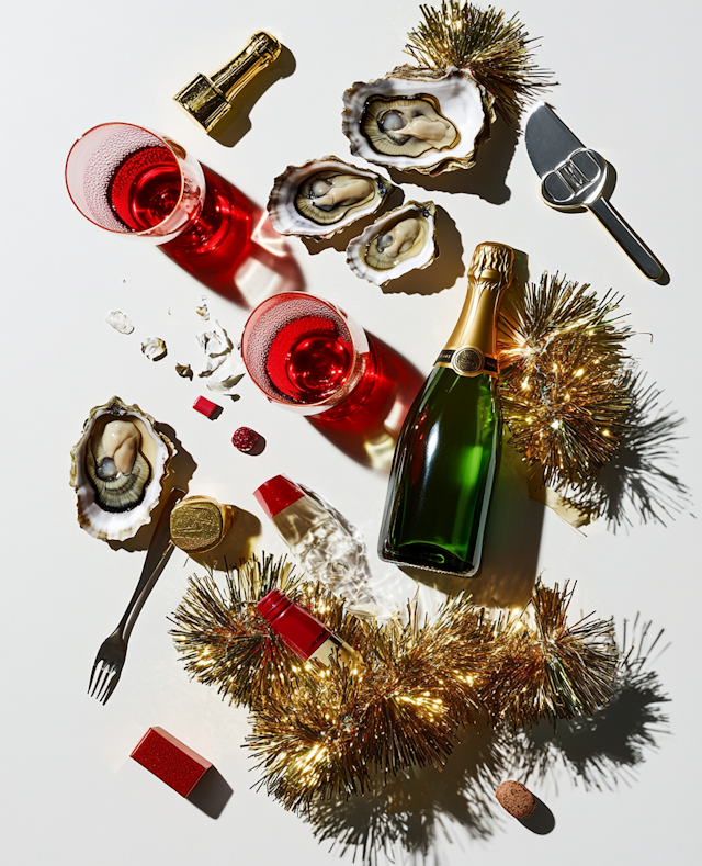 Festive Champagne and Oysters