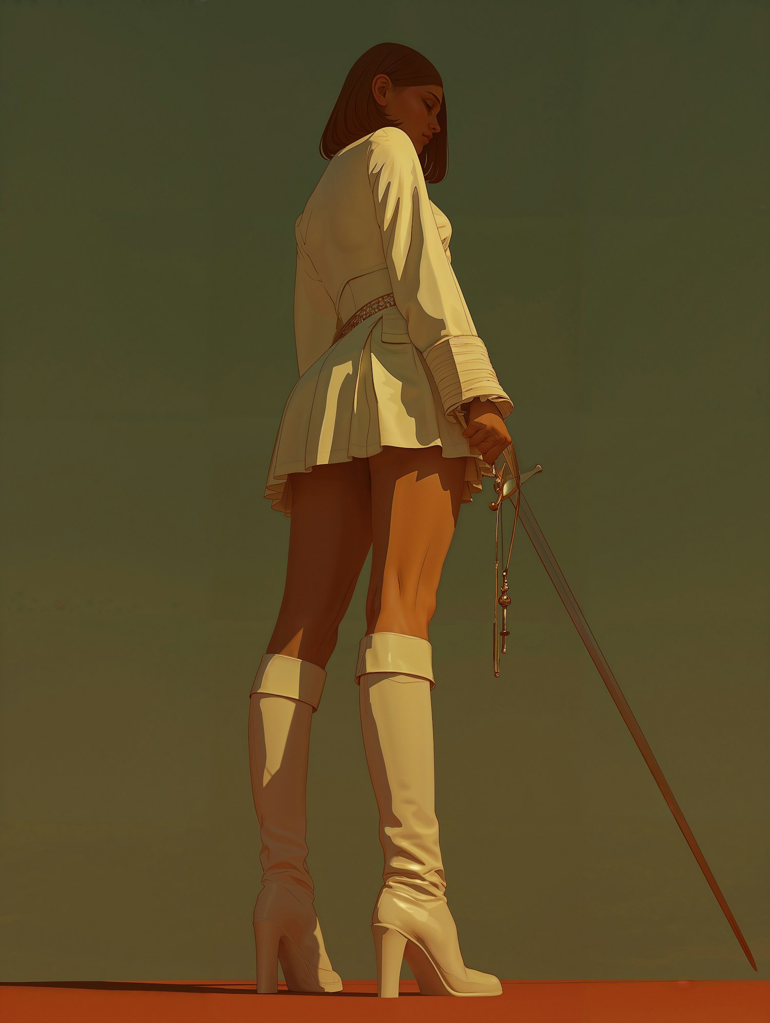 Confident Woman with Sword