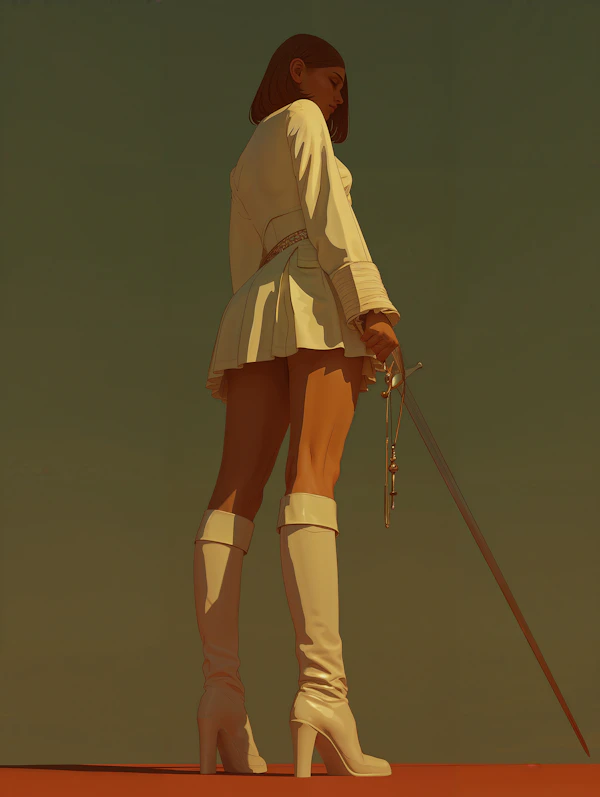 Confident Woman with Sword