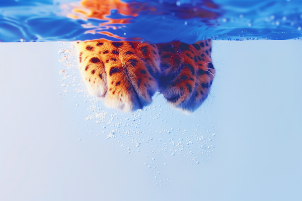 Leopard Paws Submerged in Water