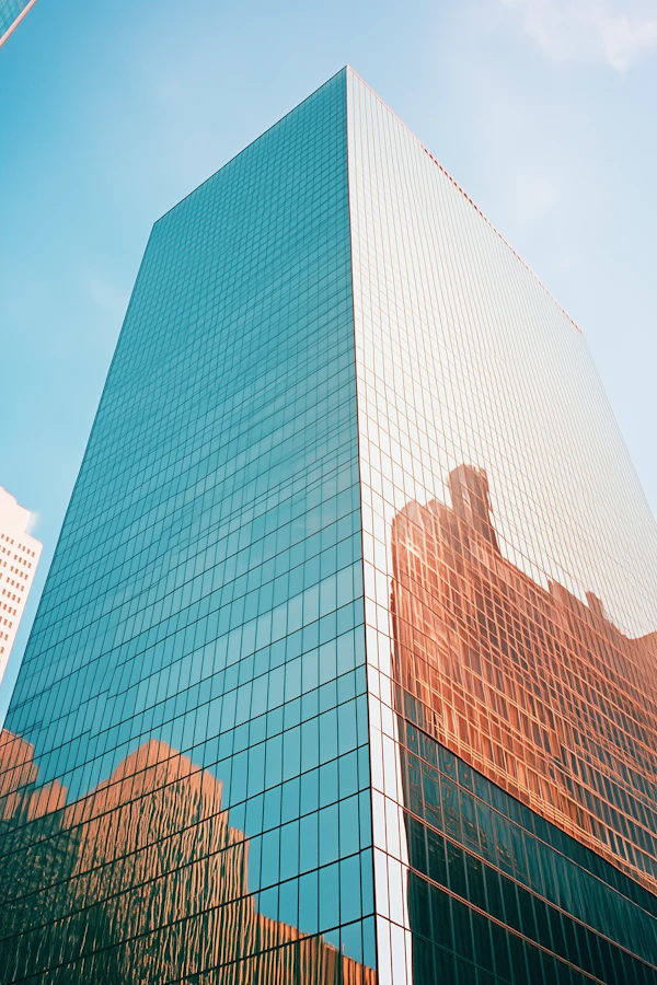 Modern Skyscraper with Reflective Glass Facade