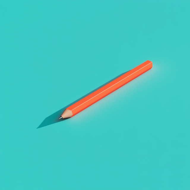 Orange Pencil on Turquoise Background