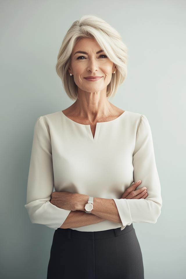 Confident Woman with Silver Hair