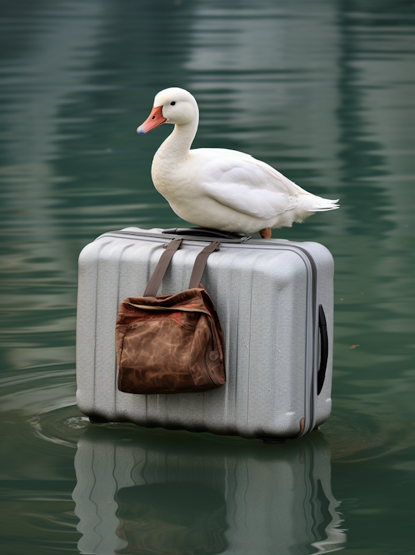 Swan Sojourner on a Sunken Suitcase