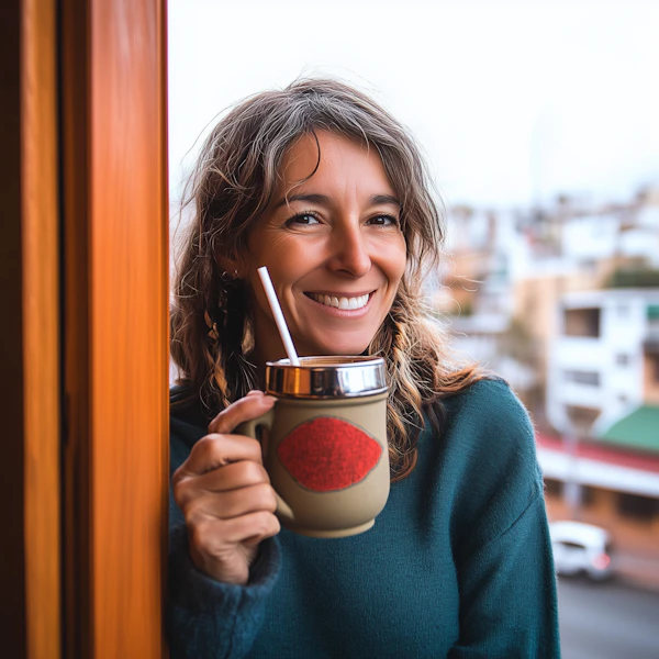 Woman with Mug by Window
