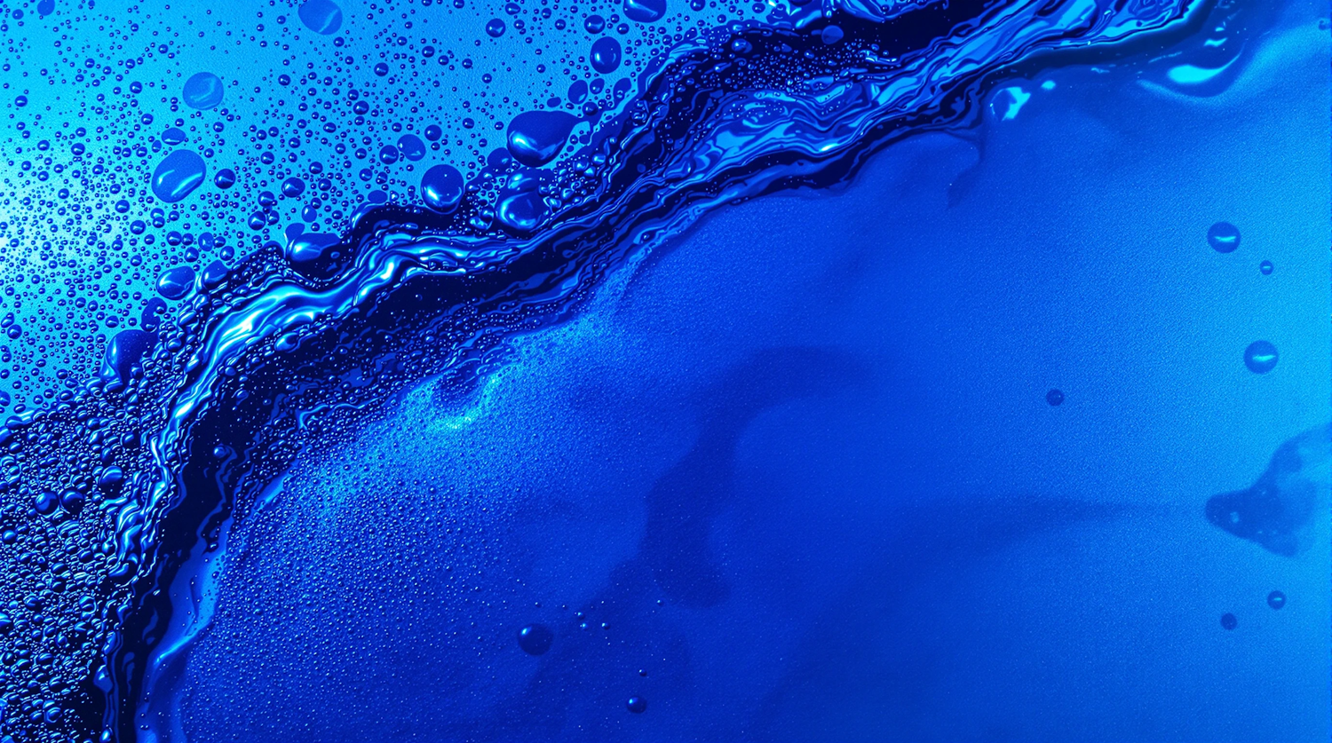 Dynamic Blue Liquid with Bubbles