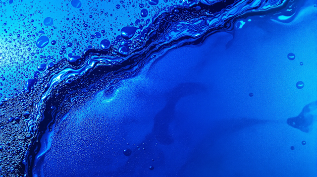 Dynamic Blue Liquid with Bubbles