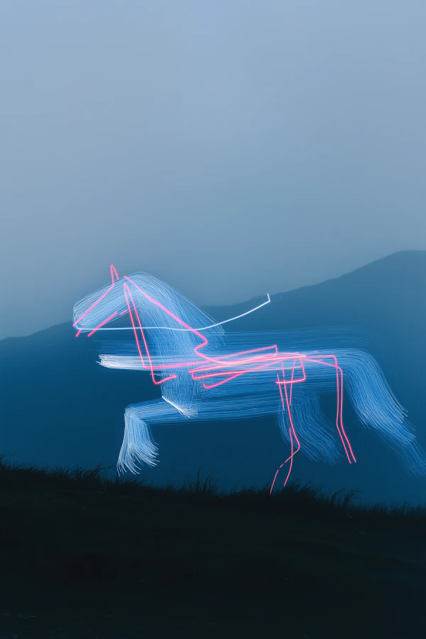 Glowing Horse Outline