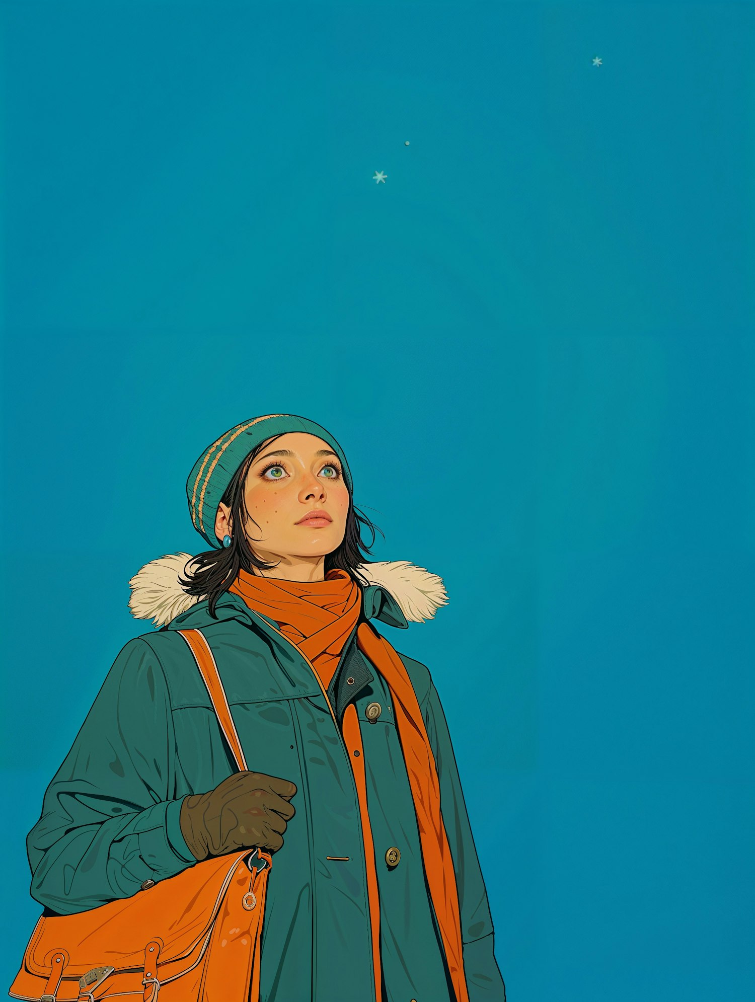 Contemplative Woman in Winter Attire