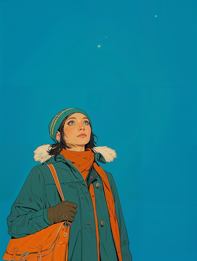 Contemplative Woman in Winter Attire