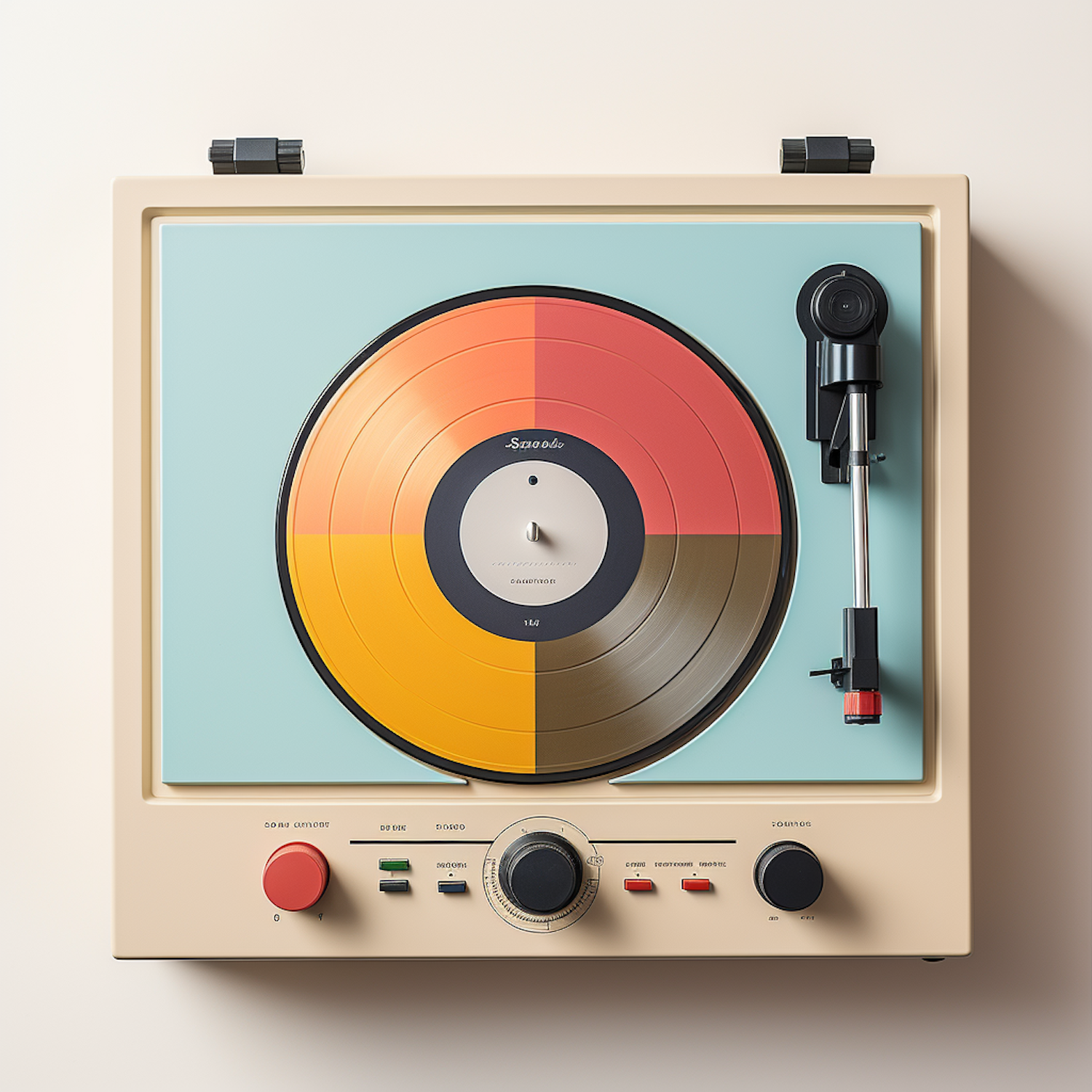 Retro Minimalist Turntable with Vinyl