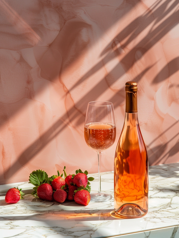 Serene Rosé Wine and Strawberries