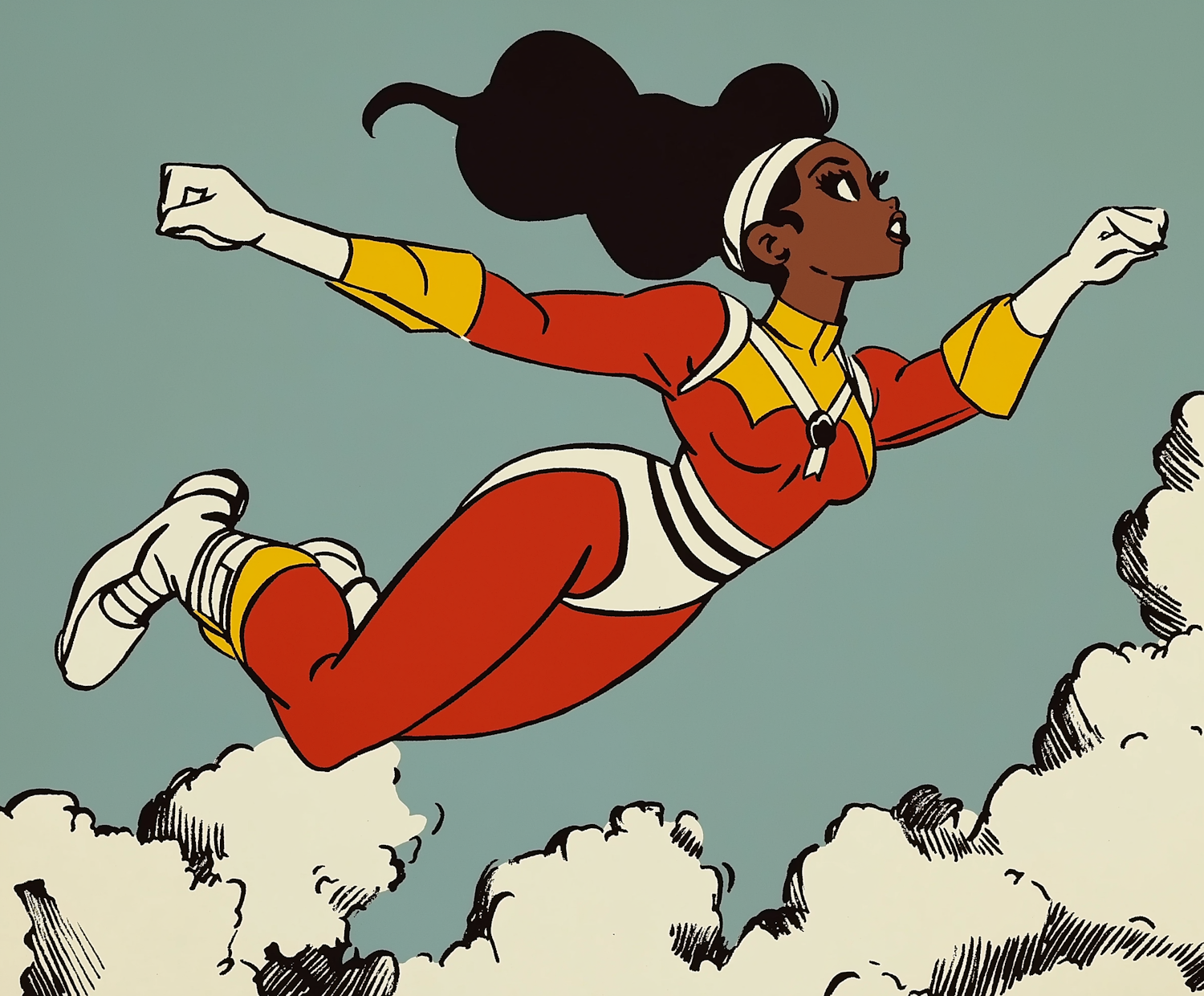 Flying Female Superhero Illustration