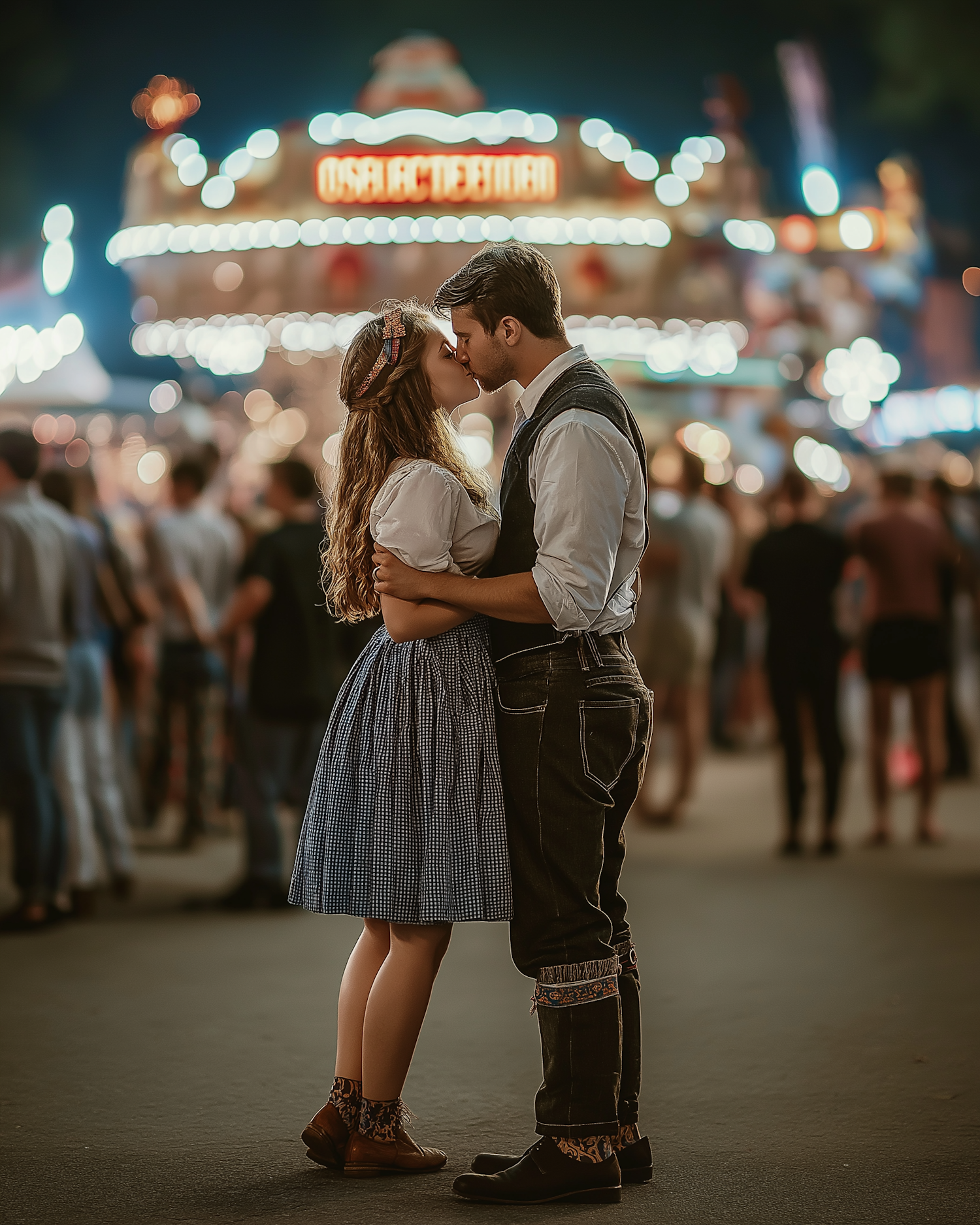 Couple Kissing at Carnival