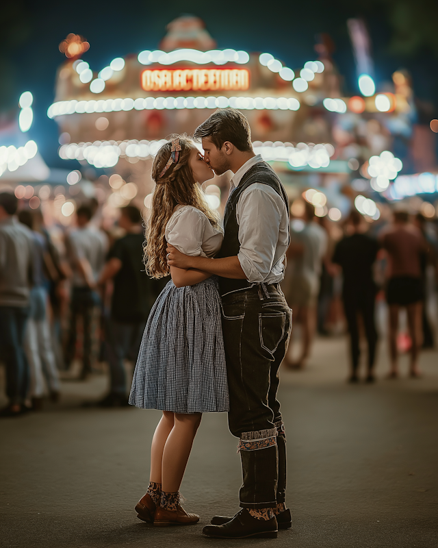 Couple Kissing at Carnival