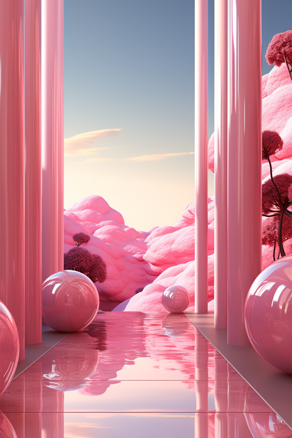 Surreal Pink Fantasy Landscape