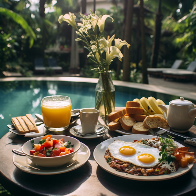 Luxurious Poolside Breakfast Feast