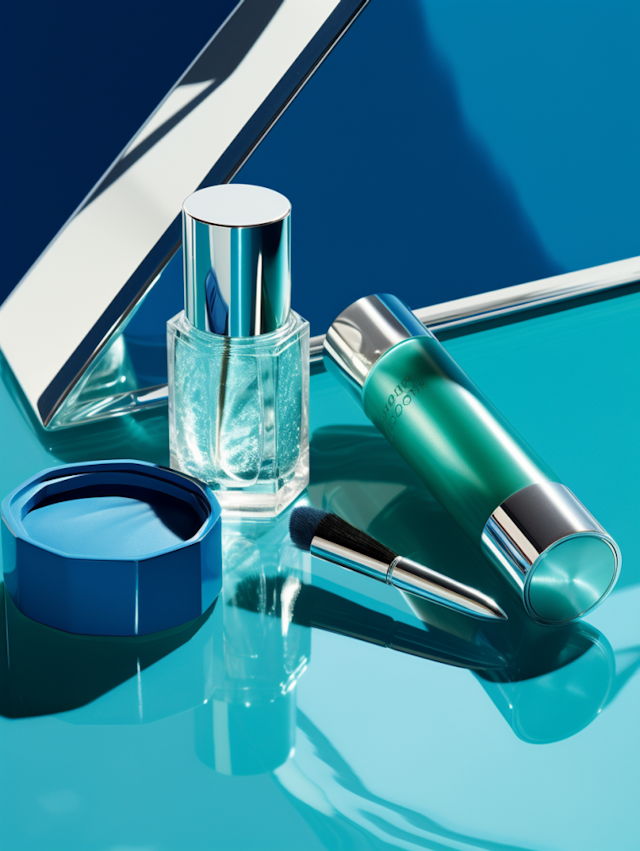 Luxury Cosmetics Elegance on Turquoise