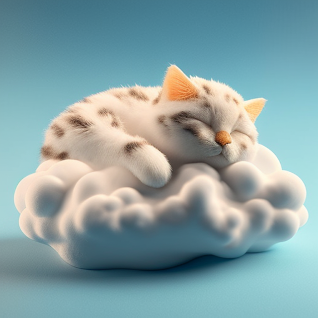 Sleeping Kitten on Cloud