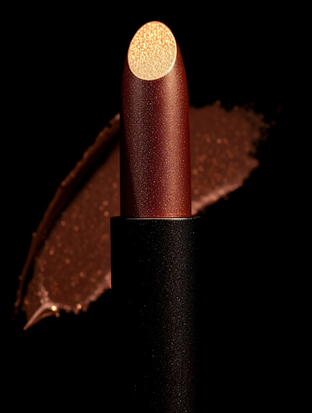 Luxurious Brown Lipstick Close-Up