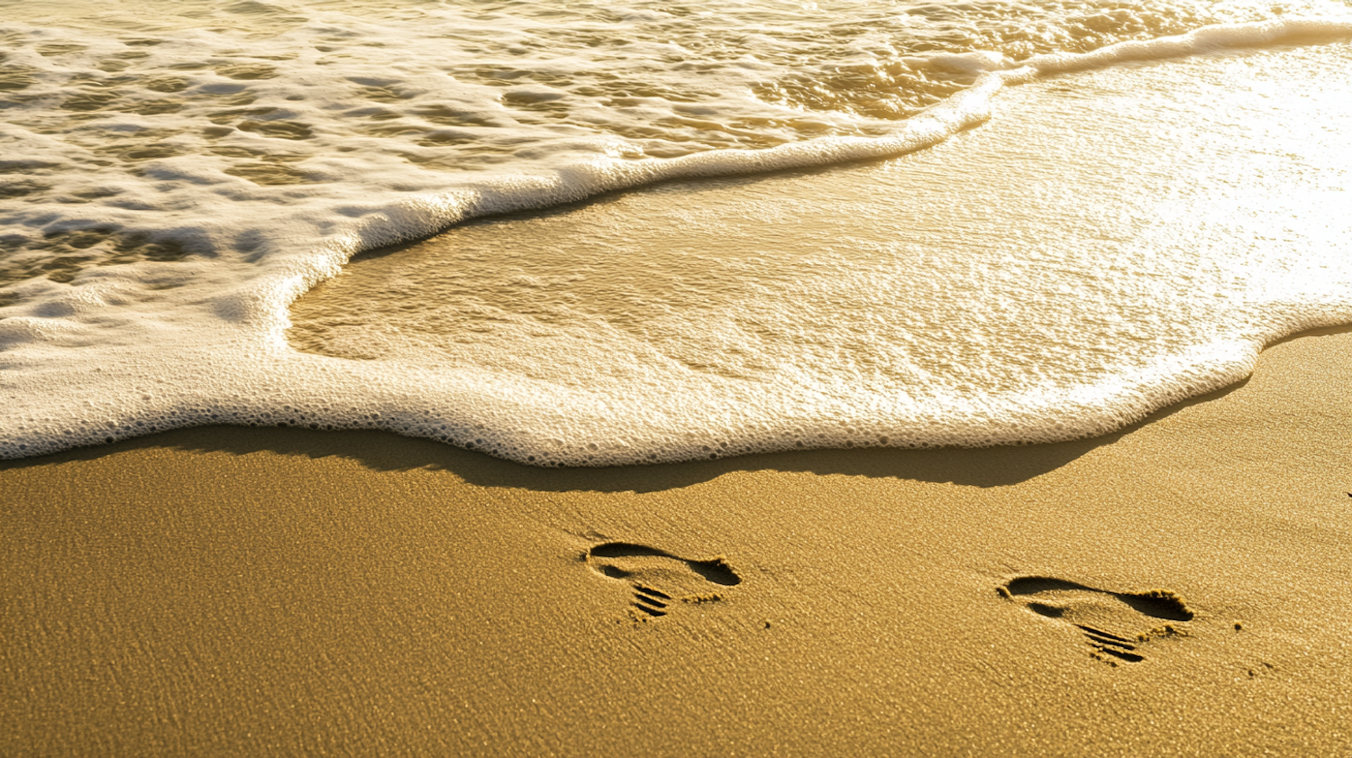 Serene Beach Scene with Footprints