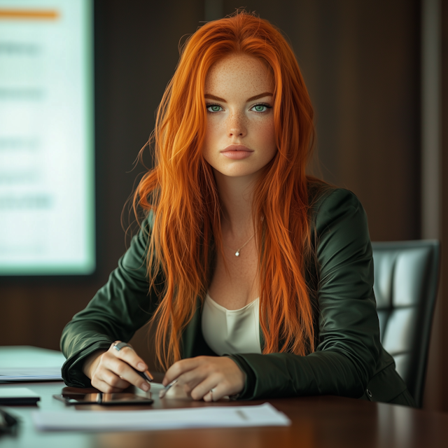 Focused Woman at Desk