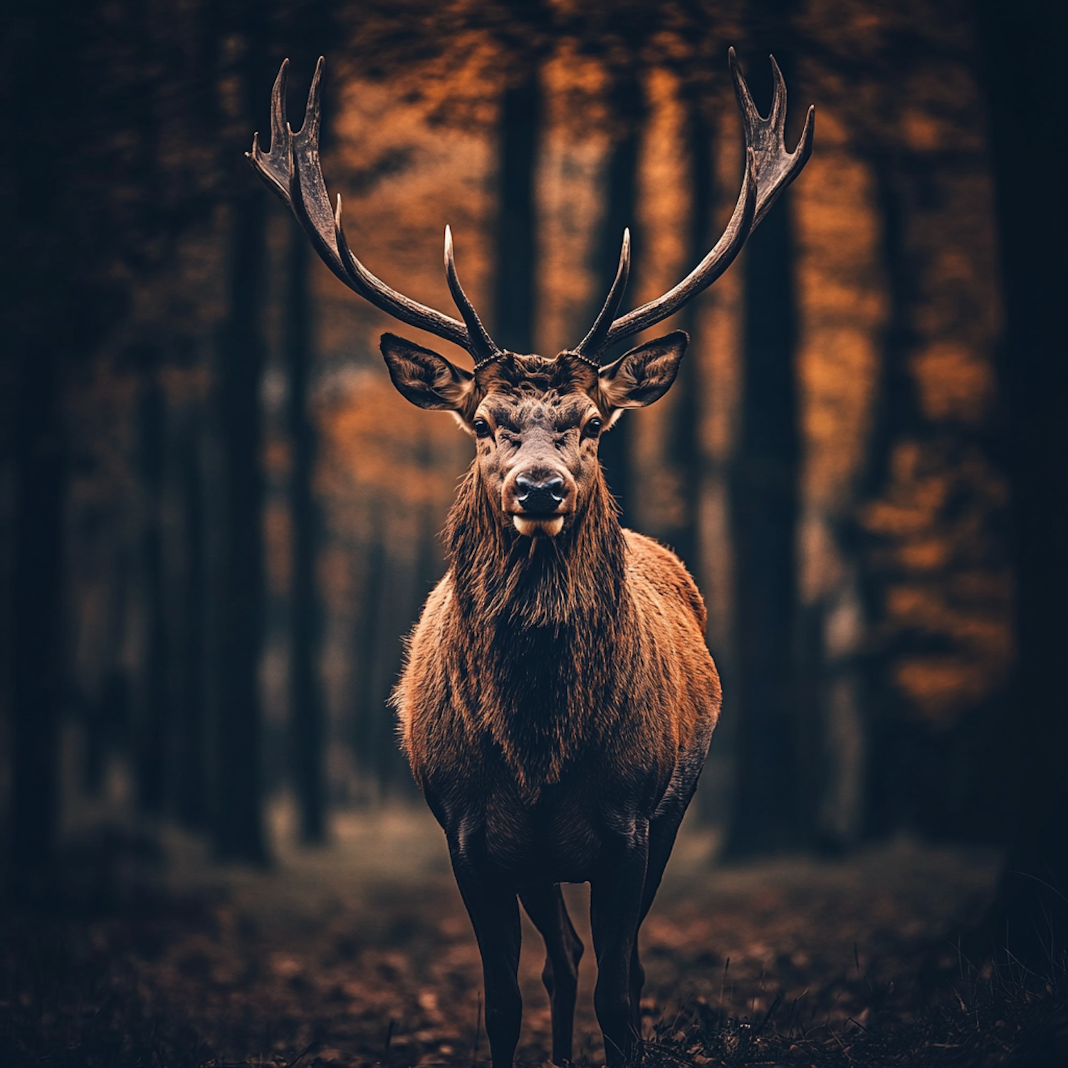 Majestic Stag in Autumn Forest