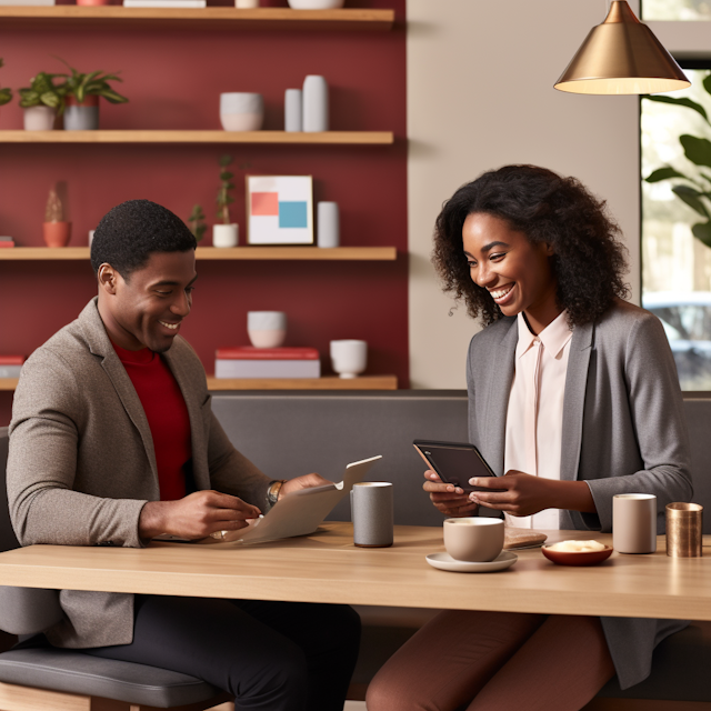 Pleasant Professional Interaction at a Cozy Café