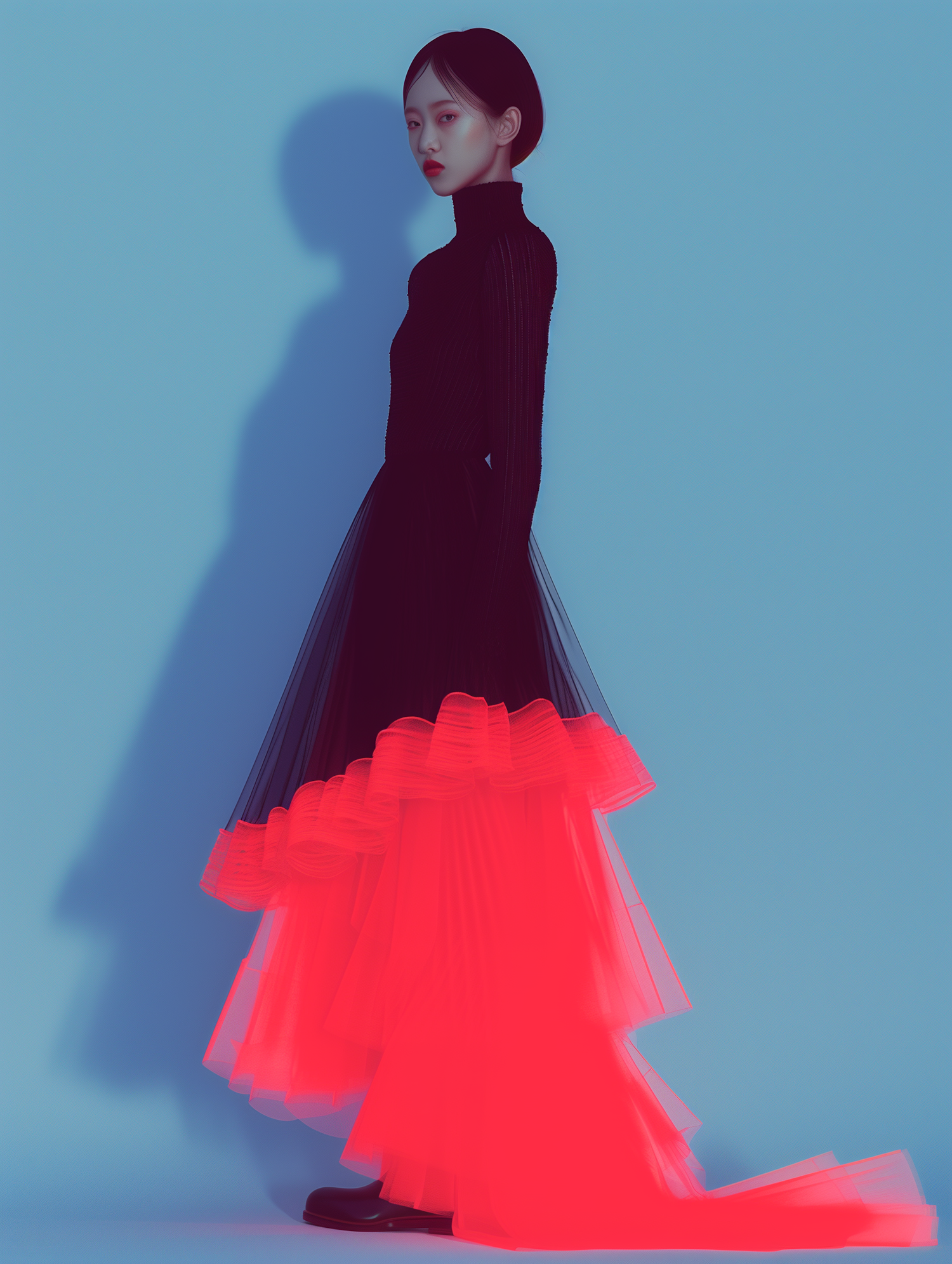 Fashion Portrait with Red Skirt