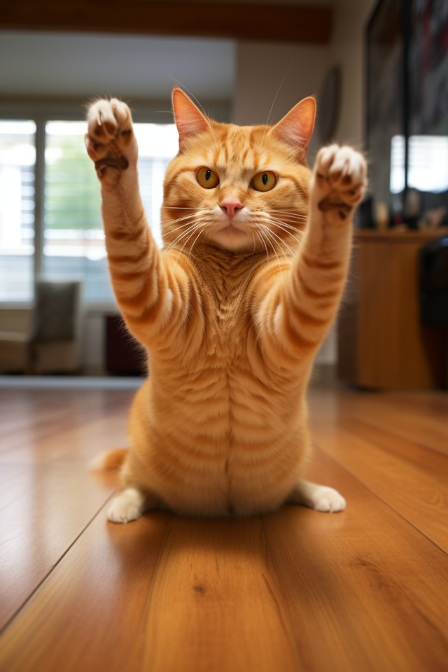 Playful Ginger Tabby in Warm Indoor Light