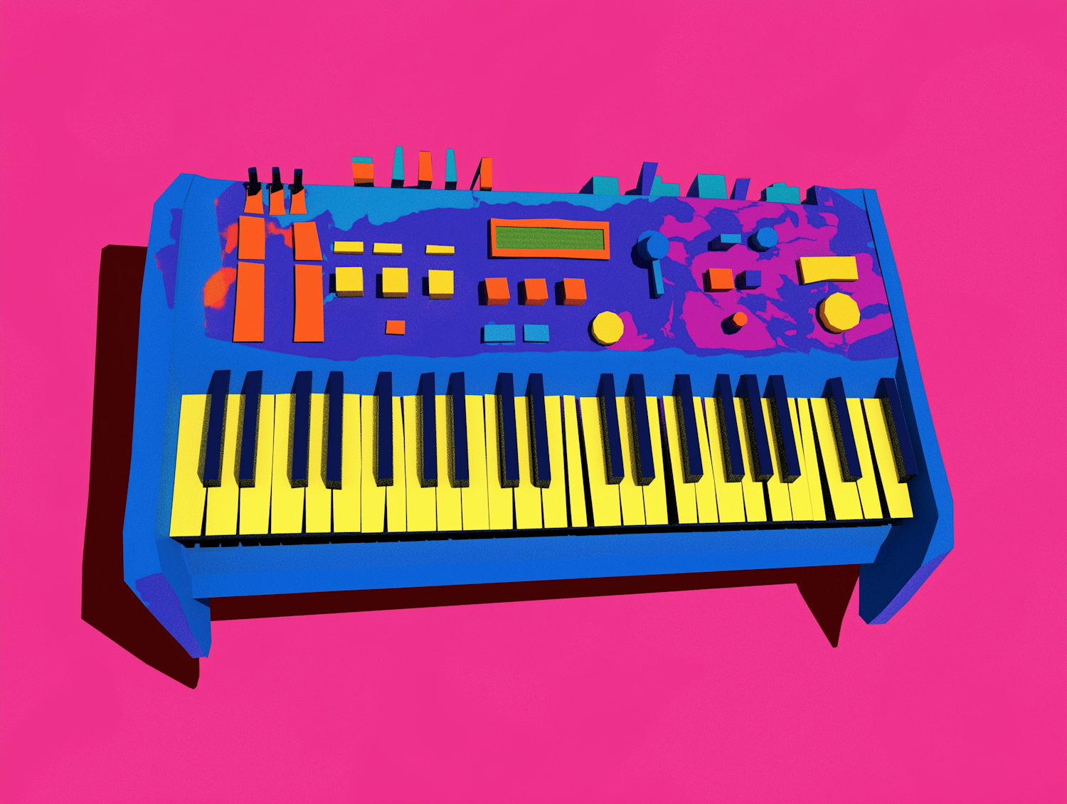 Vibrant Synthesizer on Pink