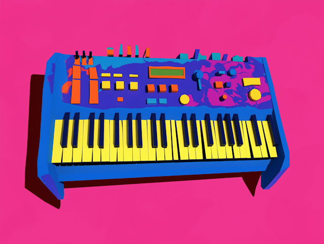 Vibrant Synthesizer on Pink