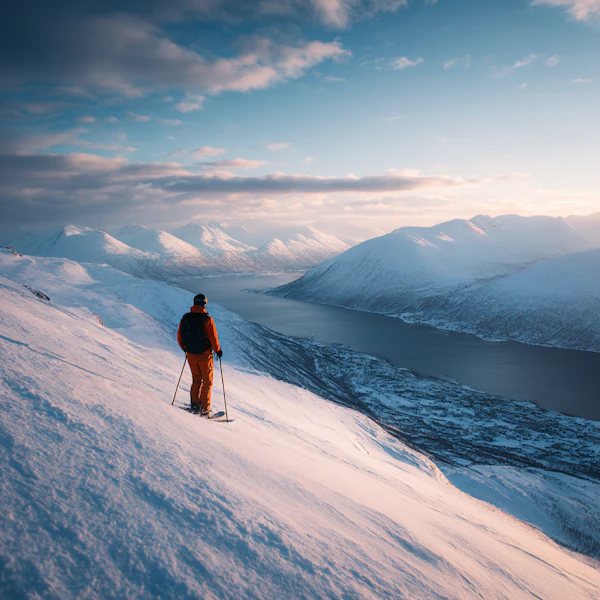 Skier Overlooking Fjord